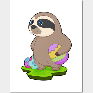 Sloth Easter Easter eggs Posters and Art